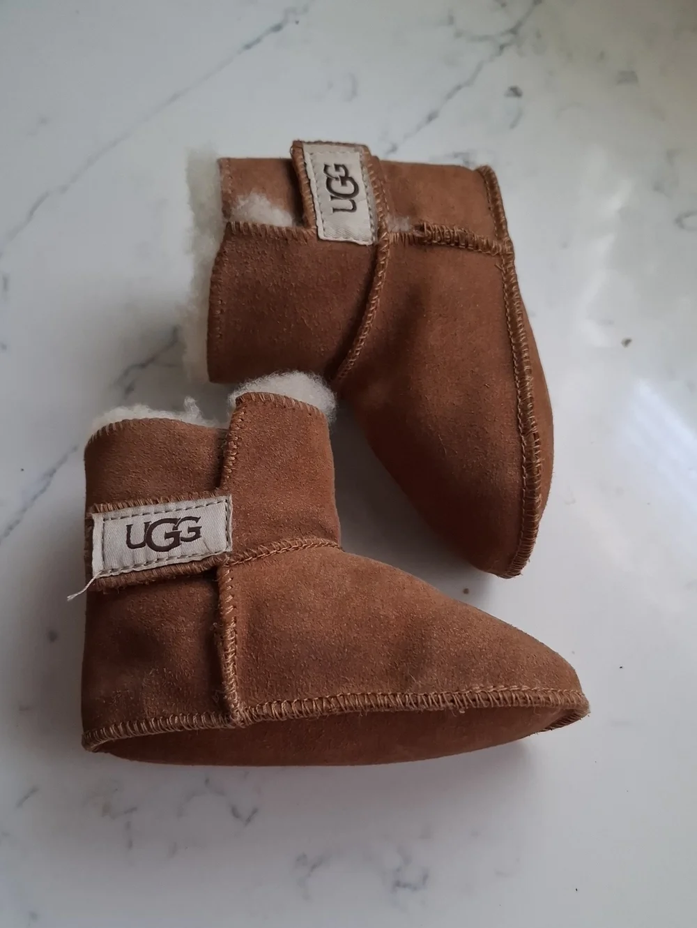 UGG Brown Shearling-Lined Baby Booties